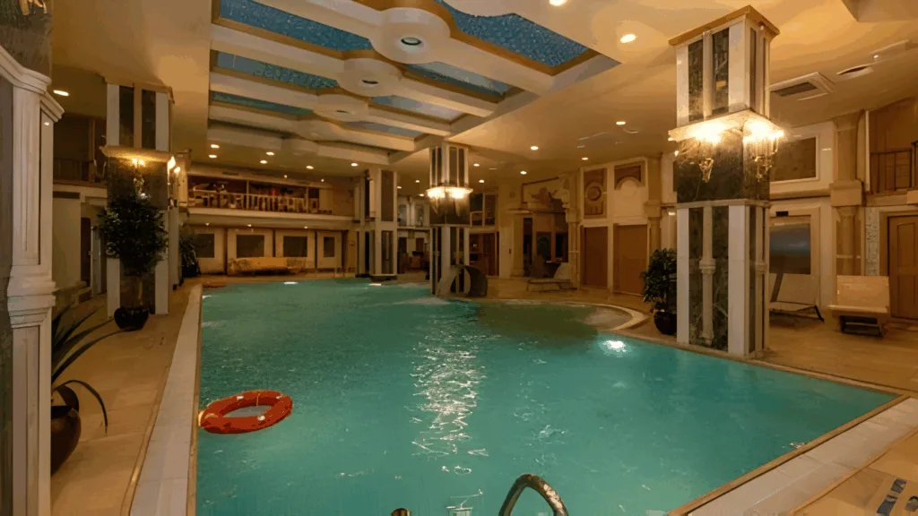 A couple enjoying a traditional Istanbul hammam experience inside a historic marble bathhouse